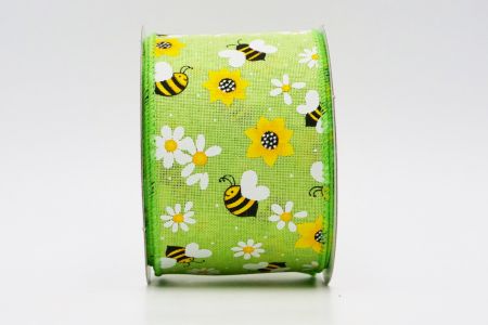 Συλλογή Άνοιξης Λουλούδι με Μέλισσες Κορδέλα_KF7564GC-15-190_πράσινο